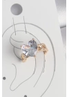 Pirinç Gold Renk Zirkon Taşlı Kalp Model Kadın Kıkırdak Küpe