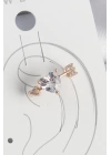 Pirinç Gold Renk Zirkon Taşlı Kalp Ok Model Kadın Kıkırdak Küpe