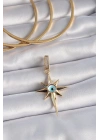 Pirinç Gold Renk Zirkon Taşlı Kutup Yıldızı Nazar Boncuk Detay Ajda Charm