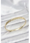 Pirinç Gold Renk Zirkon Taşlı Model Kadın Kelepçe Bileklik