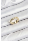 Pirinç Gold Renk Zirkon Taşlı Sırım Kadın Yüzük