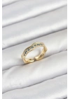 Pirinç Gold Renk Zirkon Taşlı Vintage Kadın Yüzük
