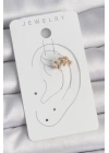 Pirinç Gold Renk Zirkon Taşlı Yaprak Model Kadın Kıkırdak Küpe
