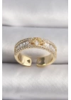 Pirinç Gold Renk Zirkon Taşlı Yıldız İşleme VIP Seri Kadın Yüzük