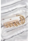 Pirinç Halka Model Gold Renk Kadın Set Küpe