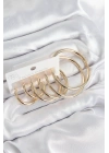 Pirinç Halka Model Gold Renk Kadın Set Küpe