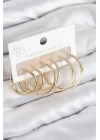 Pirinç Halka Model Gold Renk Kadın Set Küpe