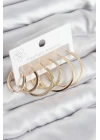 Pirinç Halka Model Gold Renk Kadın Set Küpe
