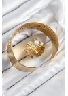 Pirinç İncili Model Gold Renk Bileklik Yüzük Set