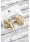 Pirinç İstiridye Model Gold Renk Kadın Küpe
