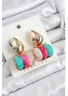 Pirinç Karışık Renk Vintage Model Kadın Küpe