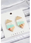 Pirinç Mermer Desenli Vintage Geometrik Model Gold Renk Kadın Küpe