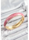 Pirinç Pembe Mineli Mermer Desen Model Gold Renk Kadın Kelepçe