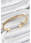 Pirinç Renkli Zirkon Taşlı Vintage Model Gold Renk Kadın Kelepçe