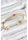 Pirinç Renkli Zirkon Taşlı Vintage Model Gold Renk Kadın Kelepçe