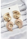 Pirinç Sarmal Sallantılı Deniz Kabuğu Vintage Model Gold Renk Küpe