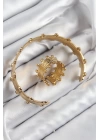 Pirinç Topcuk Model Gold Renk Bileklik Yüzük Set