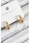 Pirinç Zirkon Taş Desenli Model Gold Renk Kadın Küpe