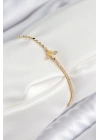 Pirinç Zirkon Taşlı Arı Model Ezme Zincir Gold Renk Kadın Bileklik