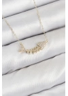 Pirinç Zirkon Taşlı Balık Kılçığı Model Gold Renk Kadın Kolye
