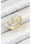 Pirinç Zirkon Taşlı Damla Model Gold Renk Kadın Yüzük
