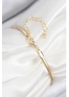 Pirinç Zirkon Taşlı Kalp Model Gold Renk Kadın Bileklik