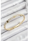 Pirinç Zirkon Taşlı Kalp Model Gold Renk Yaylı Kadın Bileklik