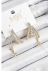 Pirinç Zirkon Taşlı Kayan Yıldız Model Gold Ve Gümüş Renk Kadın Küpe