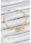 Pirinç Zirkon Taşlı Kelebek Ve Yıldız Model Gold Renk Charm Bileklik