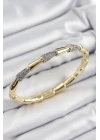 Pirinç Zirkon Taşlı Kemik Model Gold Renk Vip Kadın Bileklik
