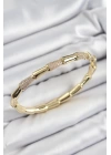 Pirinç Zirkon Taşlı Kemik Model Gold Renk Vip Kadın Bileklik