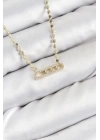 Pirinç Zirkon Taşlı Messika Model Ezme Zincir Gold Renk Kadın Kolye