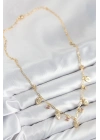 Pirinç Zirkon Taşlı Sallantılı Damla Model Gold Renk Kadın Kolye