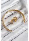 Pirinç Zirkon Taşlı Vintage Model Gold Renk Bileklik Yüzük Set