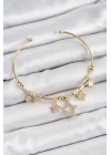 Pirinç Zirkon Taşlı Yıldız Model Gold Renk Charm Bileklik