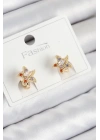 Pirinç Zirkon Taşlı Yıldız Model Gold Renk Çocuk Küpe