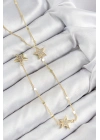 Pirinç Zirkon Taşlı Yıldız Model Gold Renk Y Kolye
