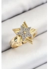 Pirinç Zirkon Taşlı Yıldız Model Gold Ve Gümüş Renk Kadın Yüzük