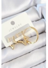 Pirinç Zirkon Taşlı Yıldız Ve Halka Model Gold Renk 3lü Çift Kadın Küpe Set