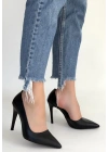 Pley Siyah Cilt Stiletto Ayakkabı