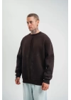 POLIZEI Premium Kalite Bisiklet Yaka Yıkamalı SweatShirt - Kahverengi