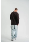 POLIZEI Premium Kalite Bisiklet Yaka Yıkamalı SweatShirt - Kahverengi