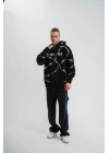 POLIZEI Premium Kalite Kapşonlu Varak Ve Pano Baskılı SweatShirt - Siyah