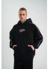 POLIZEI Premium Kalite Unisex Kapşonlu Ara Biyeli SweatShirt - Siyah