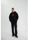 POLIZEI Premium Kalite Unisex Kapşonlu Dijital Patchli SweatShirt - Siyah