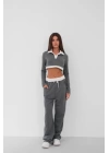Polo Yaka Garnili Crop Sweatshirt