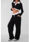Polo Yaka Garnili Crop Sweatshirt