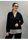 Polo Yaka Gömlek Detay Salaş Balon Pantolunlu ıkılı Takım