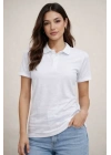 Polo Yaka Pike Kumaş Düğmeli Basic Tişört T-Shirt Günlük Rahat - Beyaz