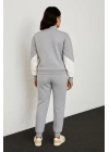 Premium Parçalı Eşofman Takım - Dik Yaka Fermuarlı Sweatshirt - Gri